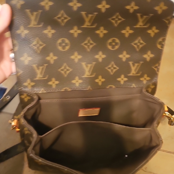 Designer Gold and Brown Monogram Crossbody Bag - Picture 3 of 3